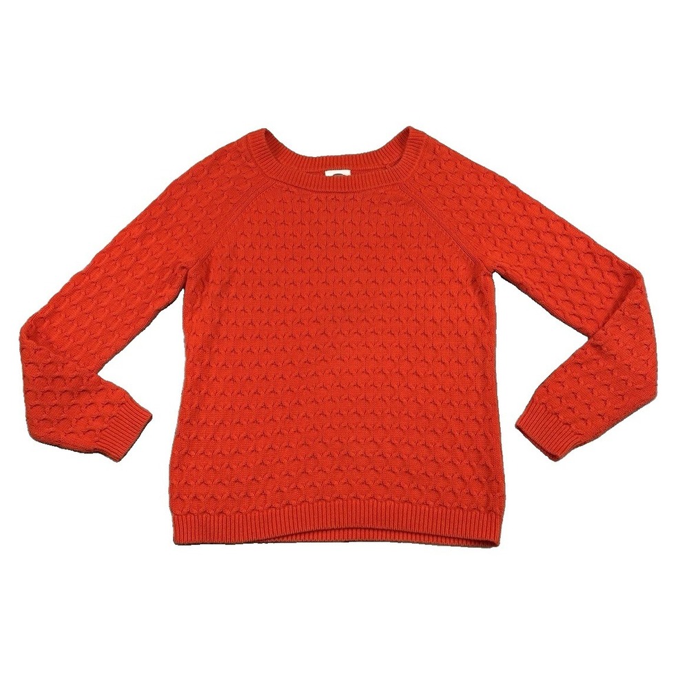 Old Navy Crewneck Bright Red Knit Sweater Sz L Cotton Preppy Academia Minimal